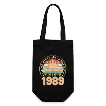 February 1989. February 1989 Birthday Gift. - Gift Bag for Bottles - black - Front