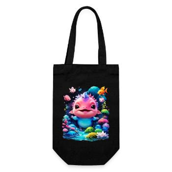 Axolotl - Geschenkbeutel für Flaschen - Schwarz - Vorne