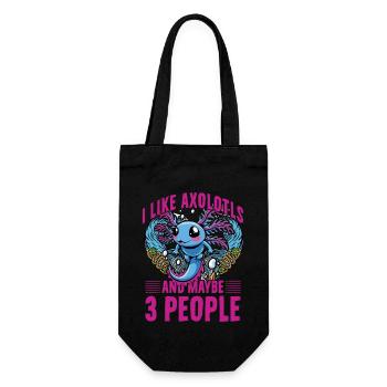 Ich mag Axolotl und vielleicht 3 Personen - Geschenkbeutel für Flaschen - Schwarz - Vorne