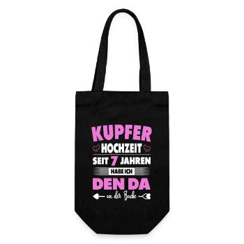 7 Hochzeitstag Paare 7 Jahre Ehe Kupferhochzeit - Geschenkbeutel für Flaschen - Schwarz - Vorne