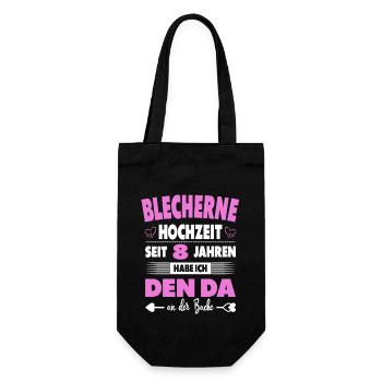 8 Hochzeitstag 8 Jahre Ehe Blecherne Hochzeit - Geschenkbeutel für Flaschen - Schwarz - Vorne