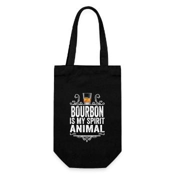 Bourbon Is My Spirit Animal Lustiger Whisky trinken - Geschenkbeutel für Flaschen - Schwarz - Vorne