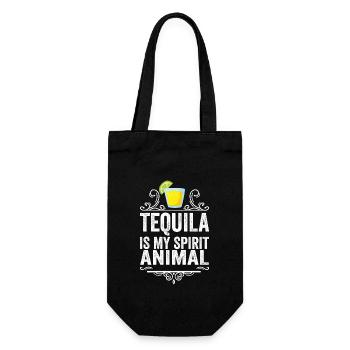 Tequila Is My Spirit Animal T-Shirt Funny Drink - Gift Bag for Bottles - black - Front