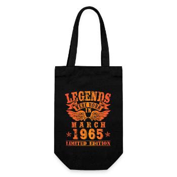 Legends were born in März 1965 Geburtstag - Geschenkbeutel für Flaschen - Schwarz - Vorne