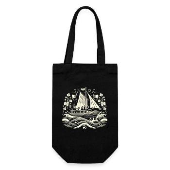 Boating Dad Boat Captain Pontoon Sailor Cruising - Geschenkbeutel für Flaschen - Schwarz - Vorne