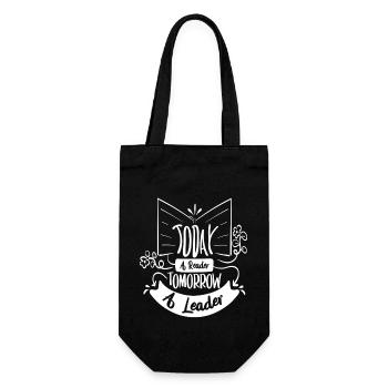 Today a reader, tomorrow a leader - Gift Bag for Bottles - black - Front