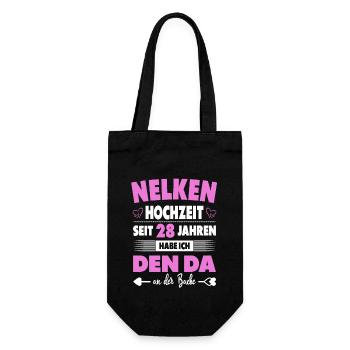 28 Hochzeitstag Paare 28 Jahre Ehe Nelkenhochzeit - Geschenkbeutel für Flaschen - Schwarz - Vorne