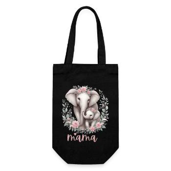 Maman coeur Floral Couronne éléphant Baby Shower - Sac à bouteille - noir - Devant