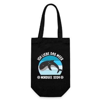 Ich Liebe Das Meer Urlaub An Der Nordsee 2024 - Geschenkbeutel für Flaschen - Schwarz - Vorne