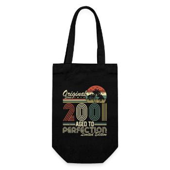 Originelles 2001 Jahrgang Vintage Geburtstag Retro - Geschenkbeutel für Flaschen - Schwarz - Vorne