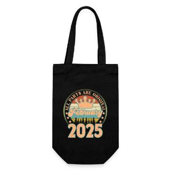Februar 2025. Geburtstagsgeschenk Februar 2025. - Geschenkbeutel für Flaschen - Schwarz - Vorne