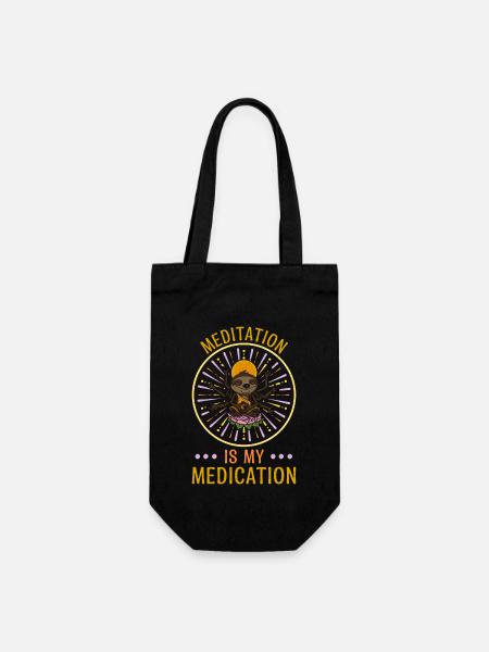 Yoga Zen Faultier Buddha Lotus Meditation - Geschenkbeutel für Flaschen - Schwarz