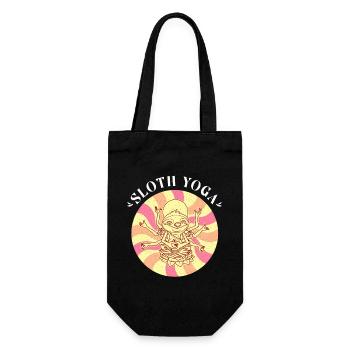 Yoga Faultier Buddhismus Lotus Meditation Zen - Geschenkbeutel für Flaschen - Schwarz - Vorne