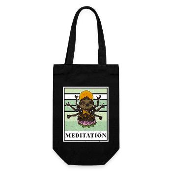 Faultier Fitness Yoga Namaste Meditation Zen - Geschenkbeutel für Flaschen - Schwarz - Vorne