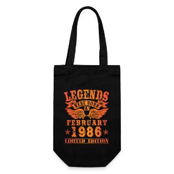 Legends were born in Februar 1986 Geburtstag - Geschenkbeutel für Flaschen - Schwarz - Vorne
