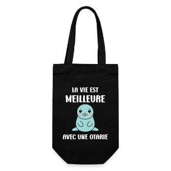 Animal mignon humour otarie - Sac à bouteille - noir - Devant