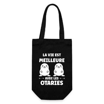 Animal mingon humour otarie - Sac à bouteille - noir - Devant