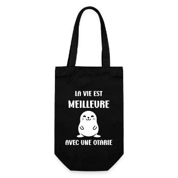 Animal mingon humour otarie - Sac à bouteille - noir - Devant