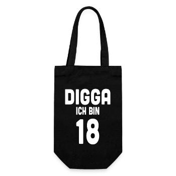Digga ich bin 18 - Geschenkbeutel für Flaschen - Schwarz - Vorne