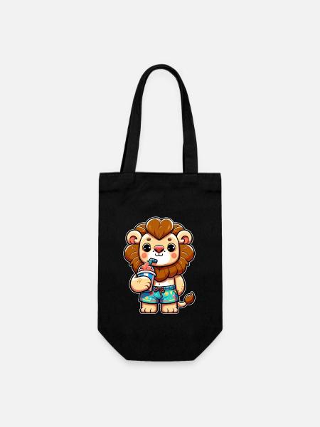 Lion au design enfantin - Sac à bouteille - noir