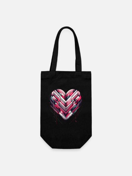 Futuristic Heart - Gift Bag for Bottles - black