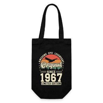 Kreative Geburtstagsüberraschung Vintage 1967 - Geschenkbeutel für Flaschen - Schwarz - Vorne