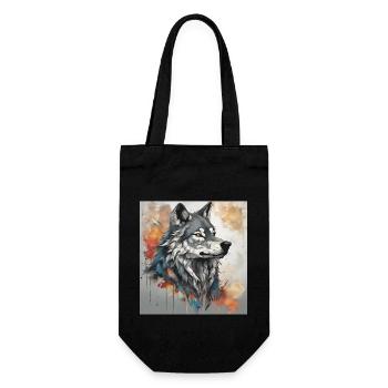 Wolf mit Farbflecken Hintergrund. - Geschenkbeutel für Flaschen - Schwarz - Vorne
