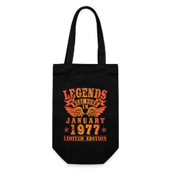 Legends were born in January 1977 Birthday - Gift Bag for Bottles - black - Front