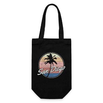 San Diego Kalifornien Vintage Souvenir - Geschenkbeutel für Flaschen - Schwarz - Vorne