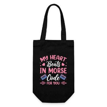 Heart Beats Morse Code For You Moderator Radio - Geschenkbeutel für Flaschen - Schwarz - Vorne