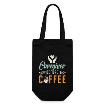 Caregiver Before Coffee Caregiving Coffee Lover - Gift Bag for Bottles - black - Front