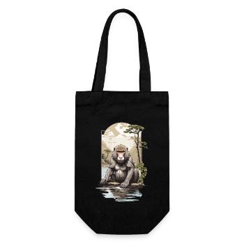 Asian Monkey Nature Aesthetic Monkey Design - Gift Bag for Bottles - black - Front