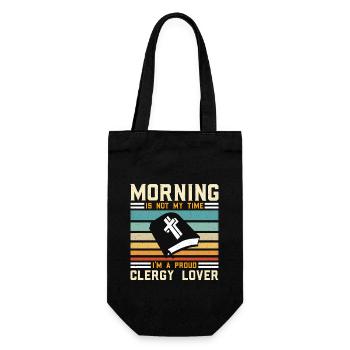 Clergy Lover Morning Is Not My Time I'm A Pastor - Gift Bag for Bottles - black - Front