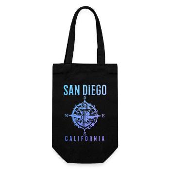 San Diego Kalifornien Vintage Souvenir - Geschenkbeutel für Flaschen - Schwarz - Vorne