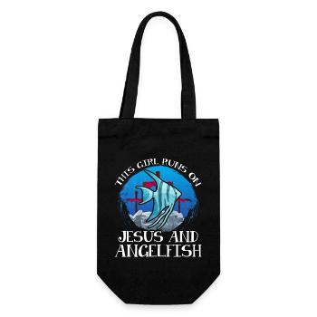 This Girl runs on Jesus and Angelfish - Gift Bag for Bottles - black - Front
