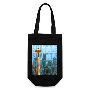 Seattle Washington Souvenir Geschenk - Geschenkbeutel für Flaschen - Schwarz - Vorne
