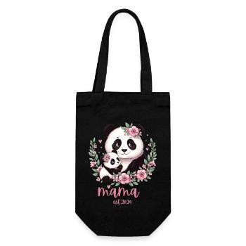 Mama est 2024 I Panda Bear Mum I First Time Mom - Geschenkbeutel für Flaschen - Schwarz - Vorne