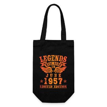 Legends were born in Juni 1957 Geburtstag - Geschenkbeutel für Flaschen - Schwarz - Vorne