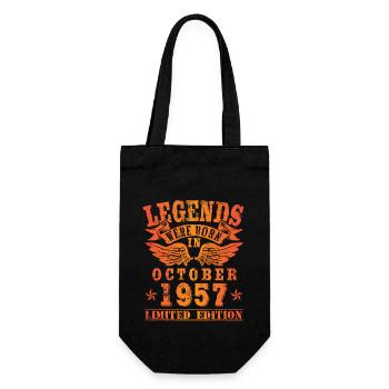 Legends were born in Oktober 1957 Geburtstag - Geschenkbeutel für Flaschen - Schwarz - Vorne