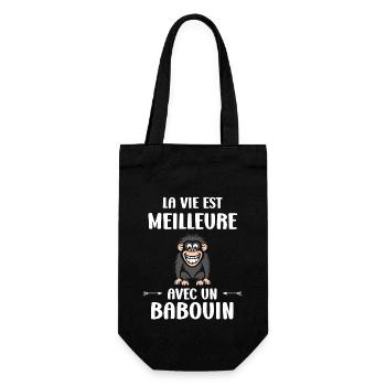 Humour petit singe babouin - Sac à bouteille - noir - Devant