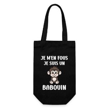 Humour petit singe babouin - Sac à bouteille - noir - Devant