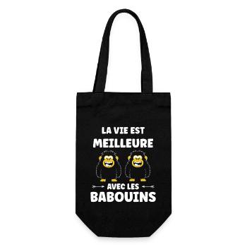 Humour petit singe babouin - Sac à bouteille - noir - Devant