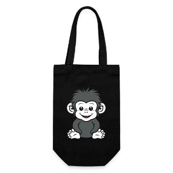 Humour petit singe babouin - Sac à bouteille - noir - Devant