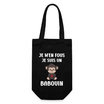 Humour petit singe babouin - Sac à bouteille - noir - Devant
