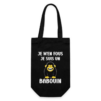 Humour petit singe babouin - Sac à bouteille - noir - Devant