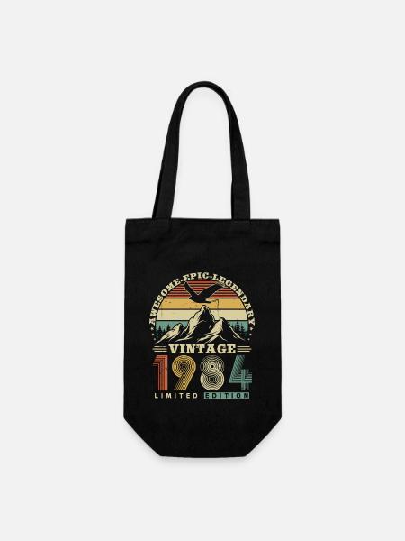 Vintage 1984 Retro Jahrgang Geburtstag Geschenk - Geschenkbeutel für Flaschen - Schwarz