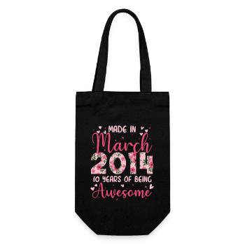 März 2014 Geschenk zum 10-jährigen Jubiläum für Mädchen - Geschenkbeutel für Flaschen - Schwarz - Vorne