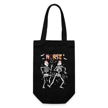 Funny Night Shift Nurse Skeleton Halloween RN - Gift Bag for Bottles - black - Front