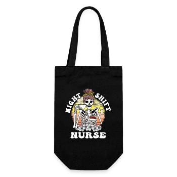 Lustige Nachtschicht Krankenschwester Skelett Halloween RN - Geschenkbeutel für Flaschen - Schwarz - Vorne