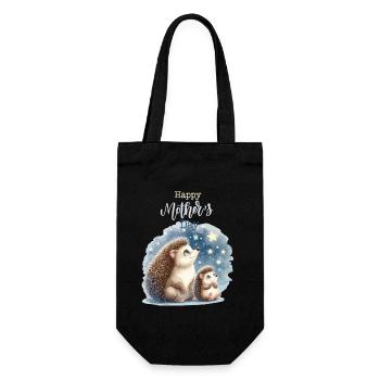 Muttertag Mama Igel Kind Mutter Geschenk Familie - Geschenkbeutel für Flaschen - Schwarz - Vorne